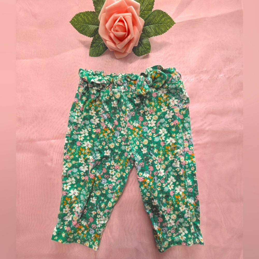 100% Cotton Floral Green Baby Pants By Carter 3-6m